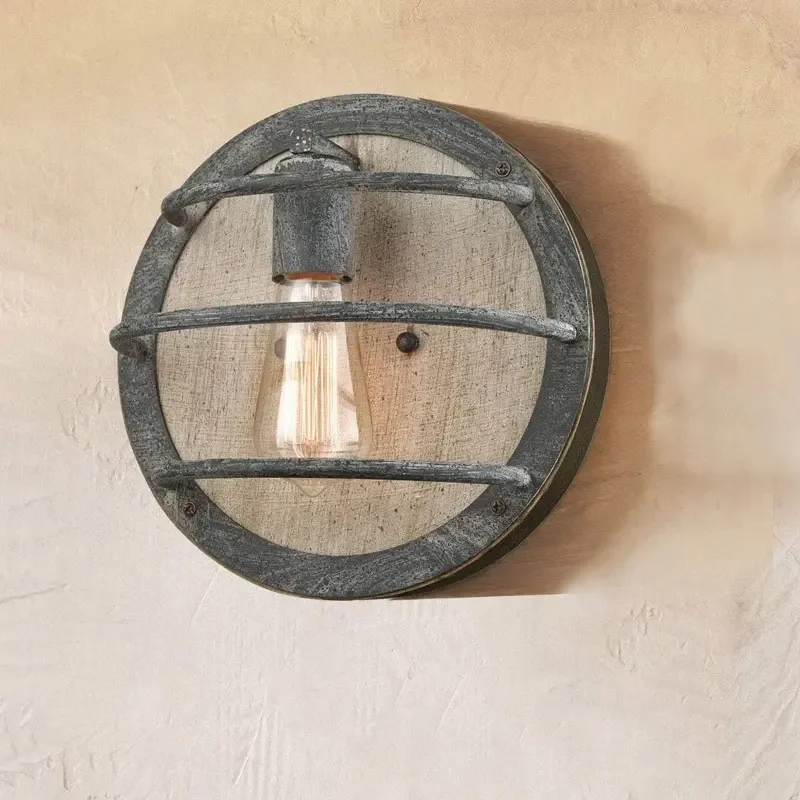 

American Vintage Industrial Style Wooden Wall Light Restaurant Corridor Coffee Shop Homestay Balcony Bedroom Bedside Wall Lamp