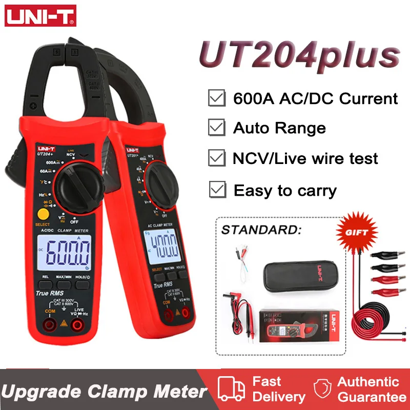 UNI-T UT204+ Series Digital Display Clamp Meter AC/DC Current 6000 Counts Capacitance Frequency Current Voltage MAX/MIN Tester