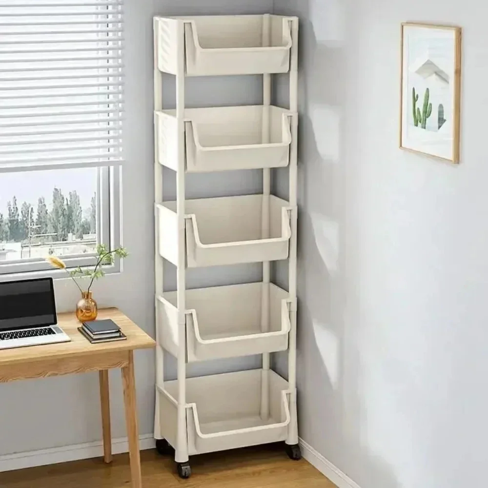 Trolley Bookshelf Movable Bookshelf Mobile Kitchen Storage Rack Snack Cart Storage Rack Multi-Layer Storages Shelve With Wheels