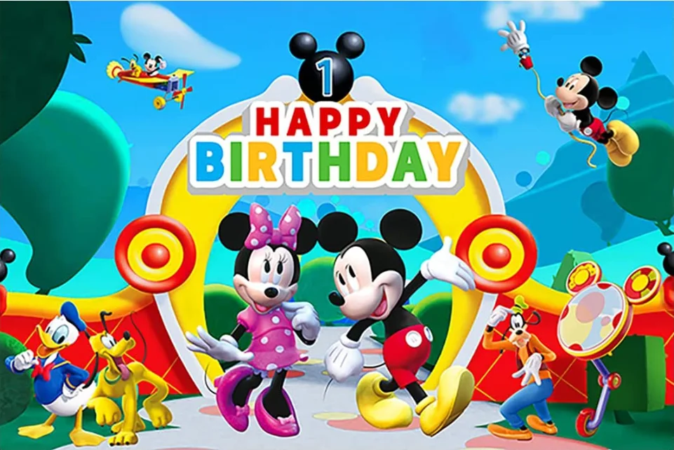 Mickey Mouse Clubhouse Backdrop for Birthday Party Supplies Mickey Mouse Clubhouse Banner for Party Decorations Photo Background