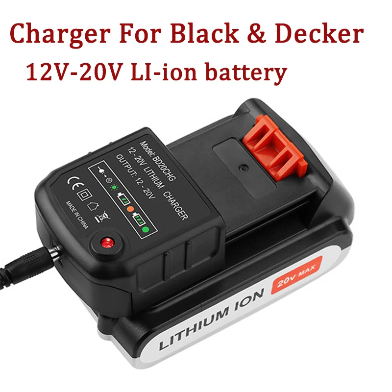 블랙 앤 데커용 충전기 시리즈 리튬 이온 충전식 배터리 교체, 전동 공구, LBXR20, LB20, 12V, 14.4V, 18V, 20V