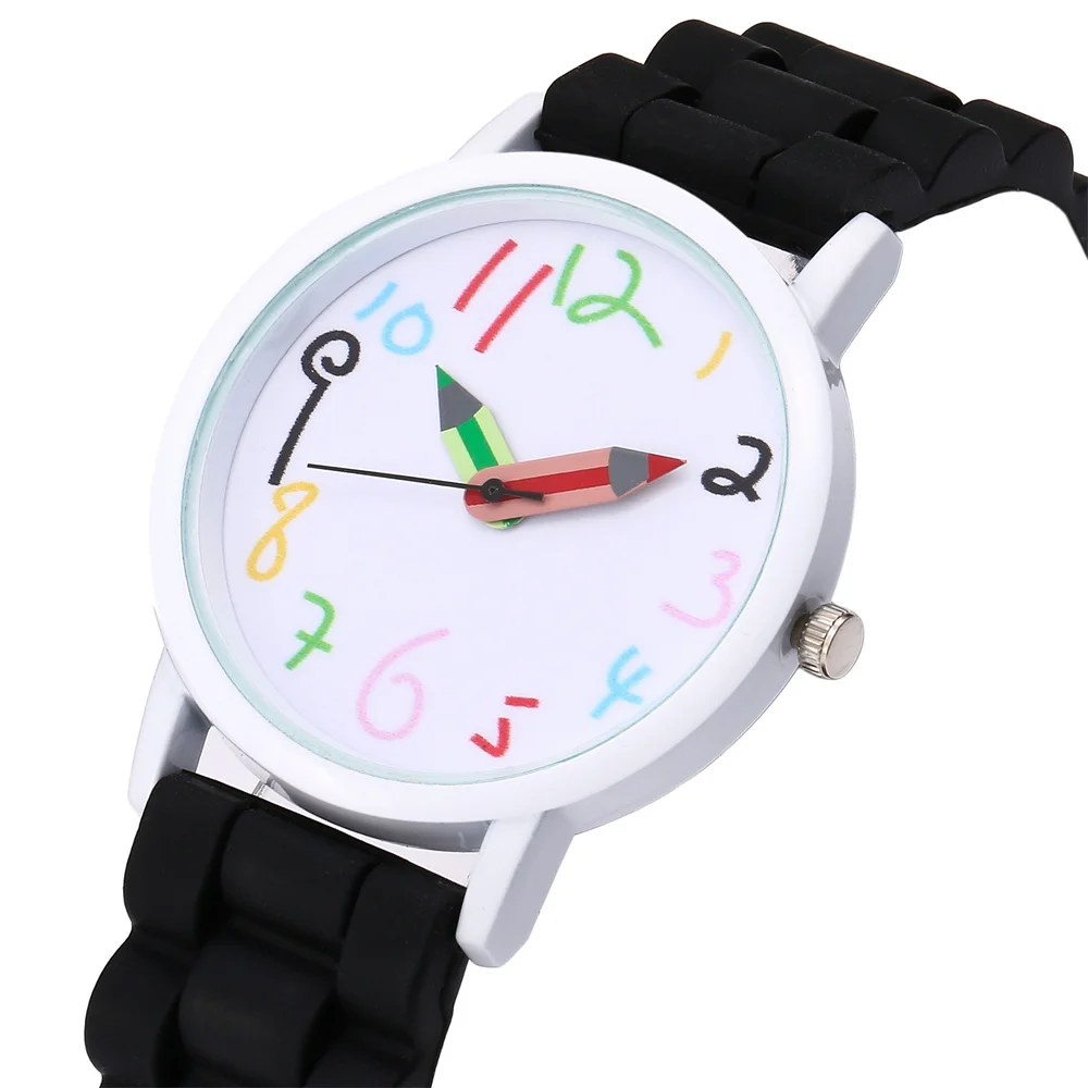 Ladies Design Simple Silicone Clock Pencil Casual