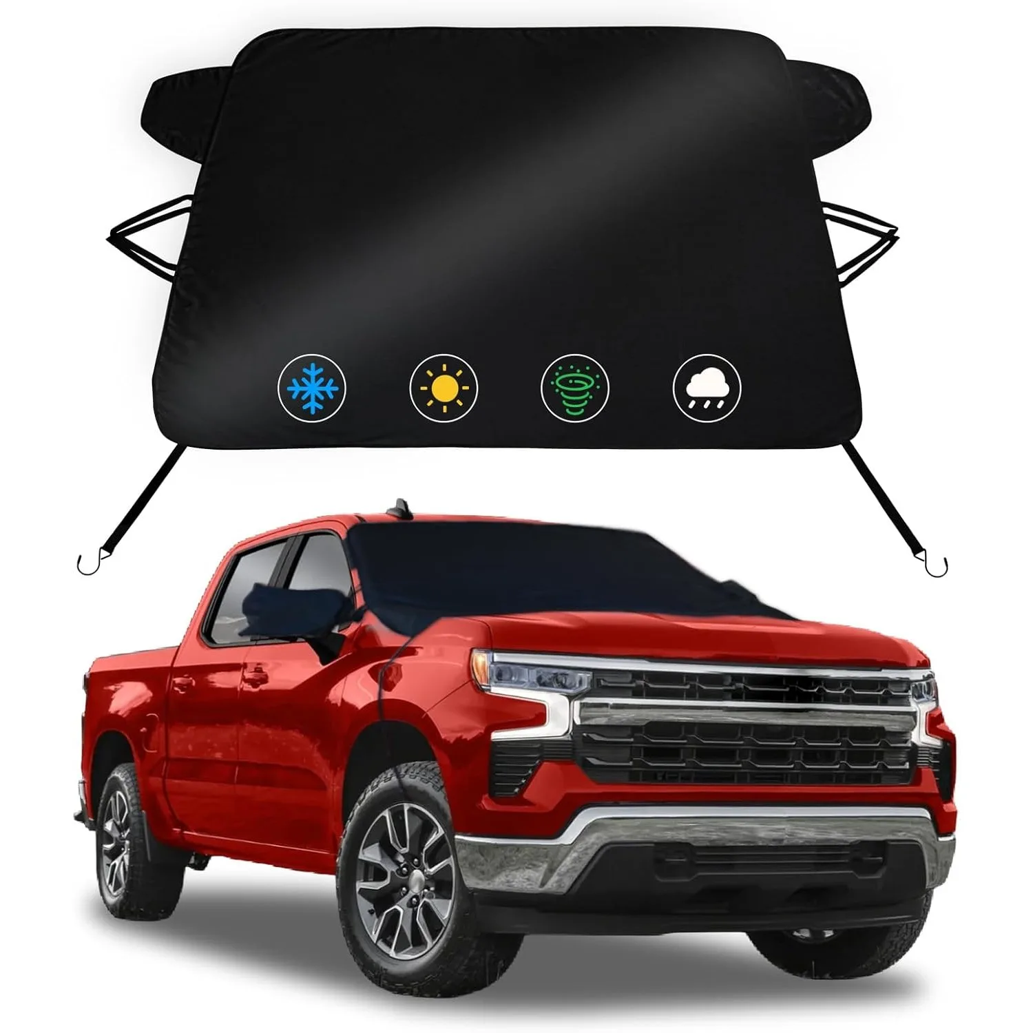 

Anti-Ice Windshield Cover for 2019-2026 Chevrolet Silverado 1500 Double-Layer Oxford Fabric with Side Mirror Covers