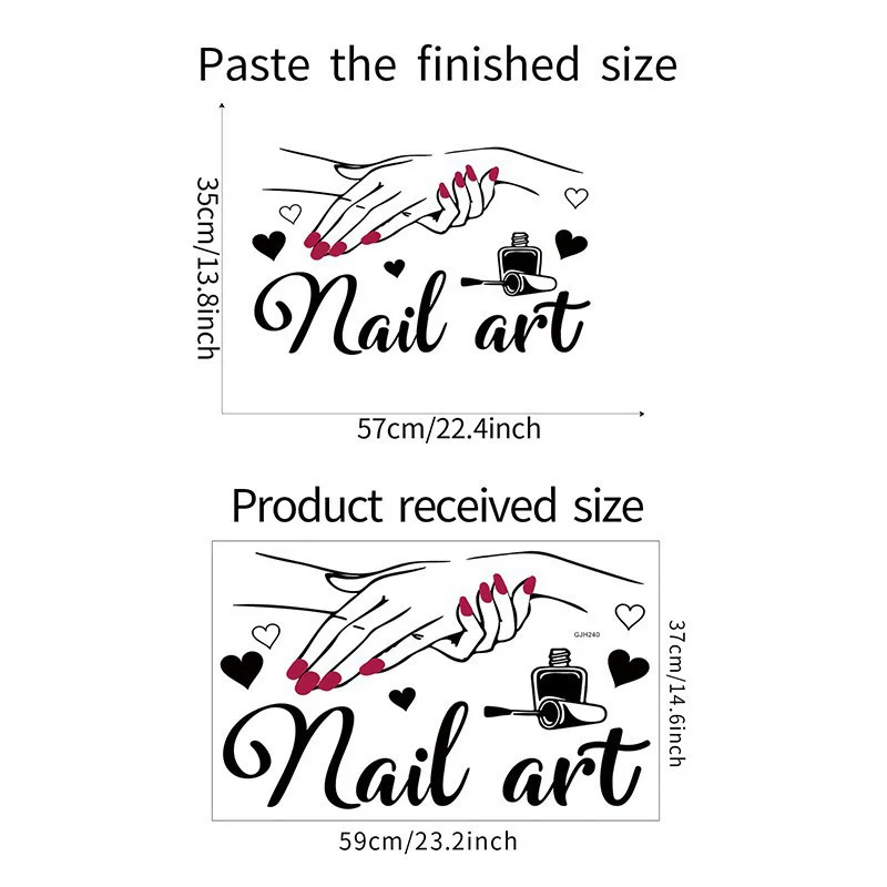 `Nail Art Quote Wall Sticker Manicure Hand Nail Polish Vinyl Decal Beauty Salon Nail Shop Background Wall Art Mural Decor`