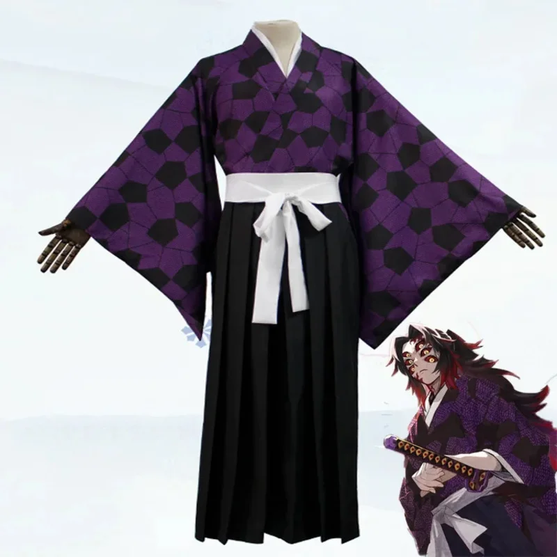 

Anime Kimetsu No Yaiba Kokushibo Cosplay Suit Printing Kimono Uniform Shirt Halloween Carnival Party Costume