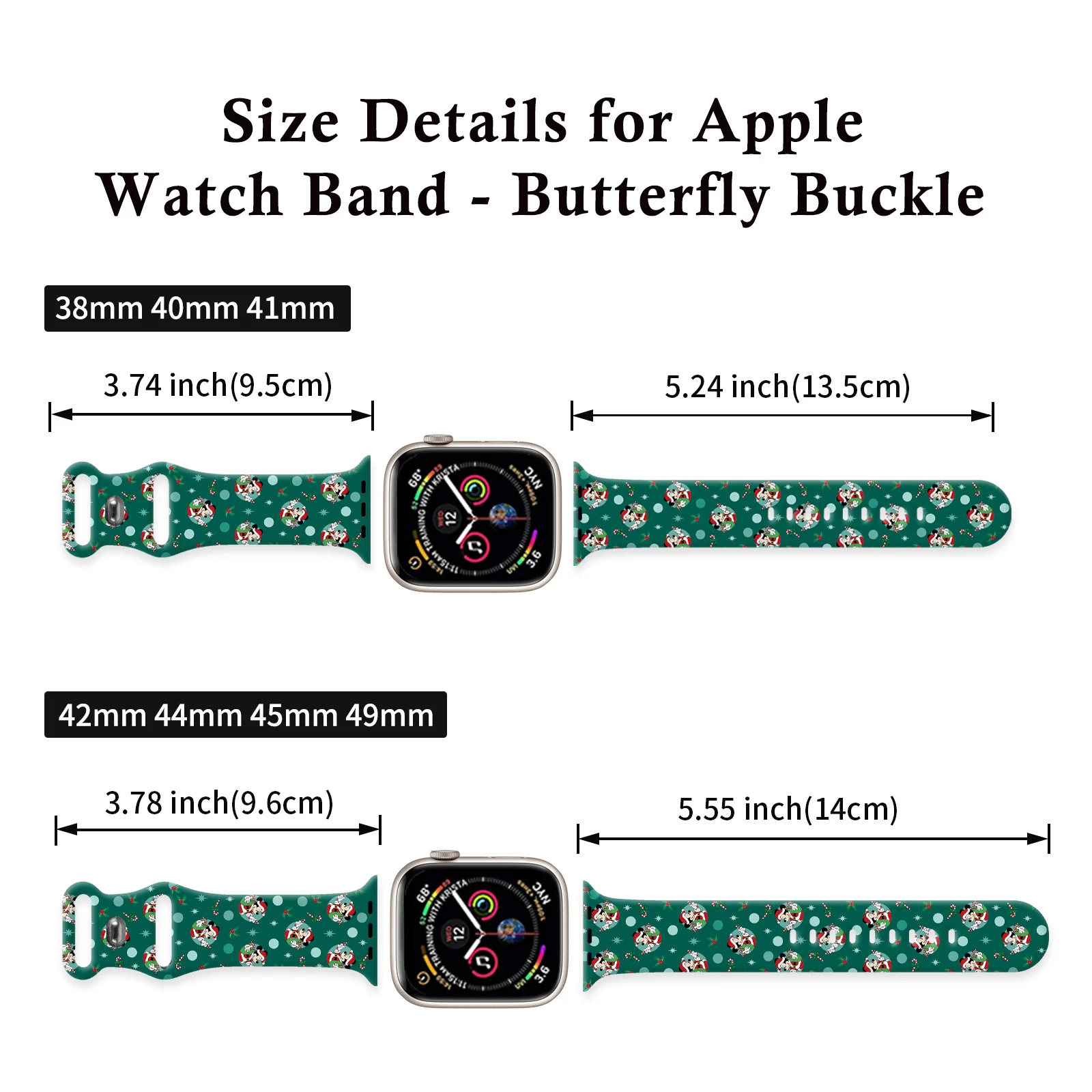 Disney Christmas Mich Printed Strap for Apple Watch 10 9 8 7 6 Silicone Band Replaceable Bracelet for iWatch 46mm 45mm 42mm 41mm