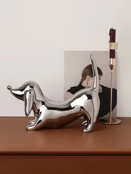 Luxury Doberman dog Ceramic Crafts Plating Art Decoration Desktop Decoration