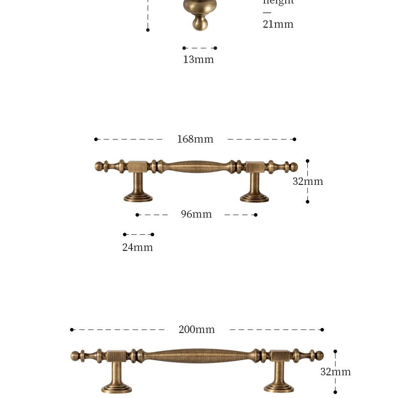 Brushed antique brass furniture handle 21