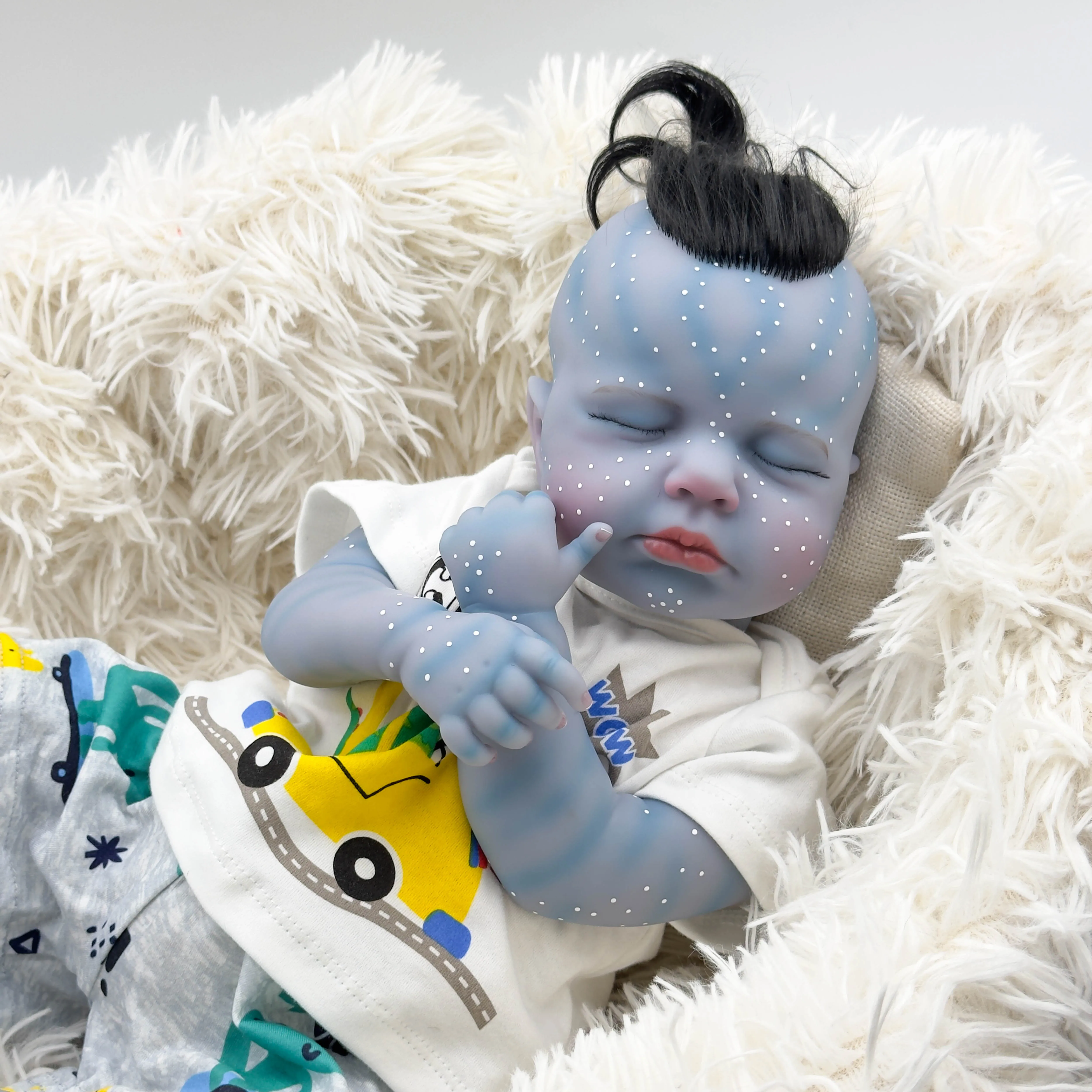 NPK 19inch Avatar Loulou Lifelike Reborn Baby Doll Collectible Art Doll Soft Silicone Bebe Doll Detailed Painting Toys