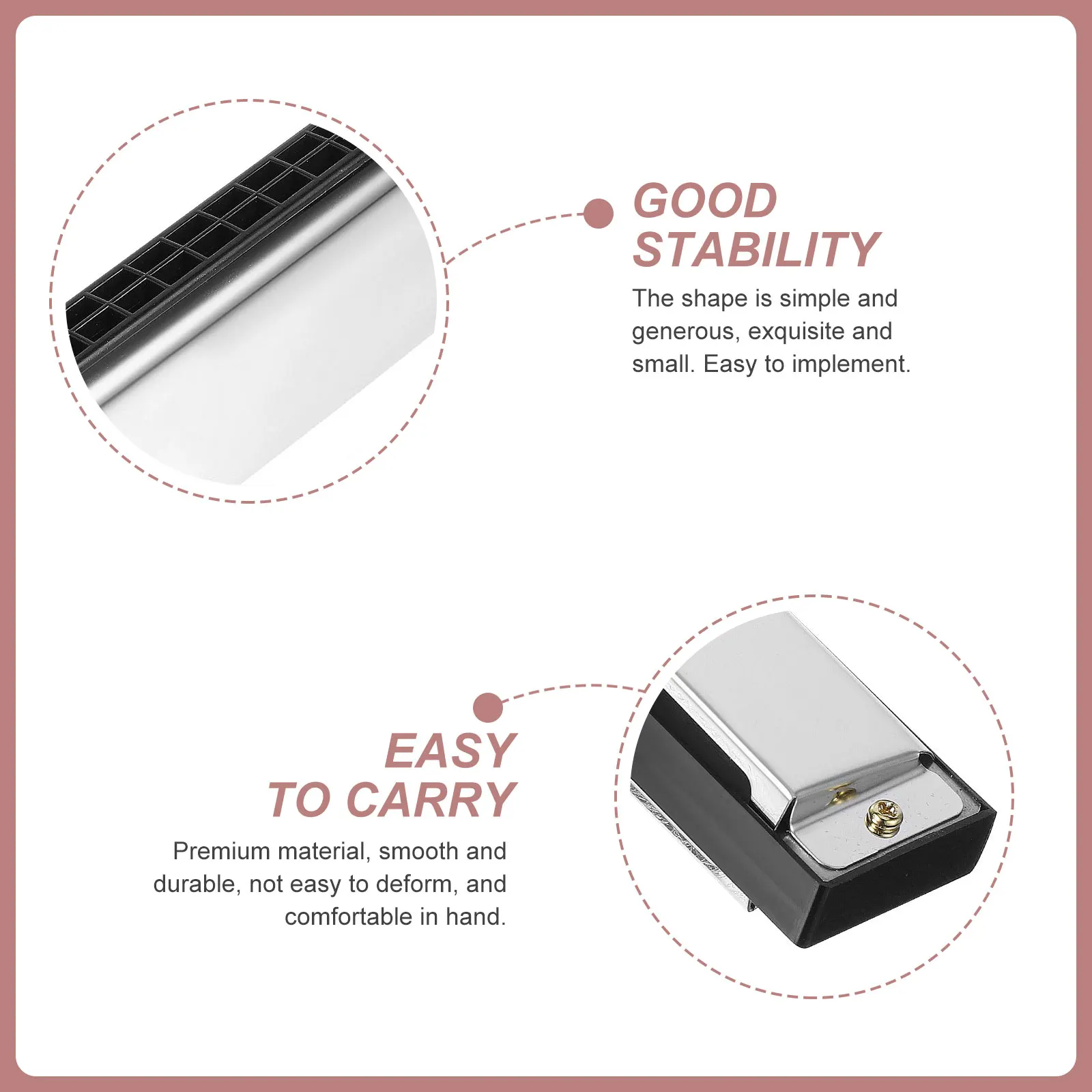 

C Harmonica Black Diatonic Tremolo Polyphonic Kids Student Toy Instrument Waterproof Durable Smooth Sound Tone Easy To Play ABS