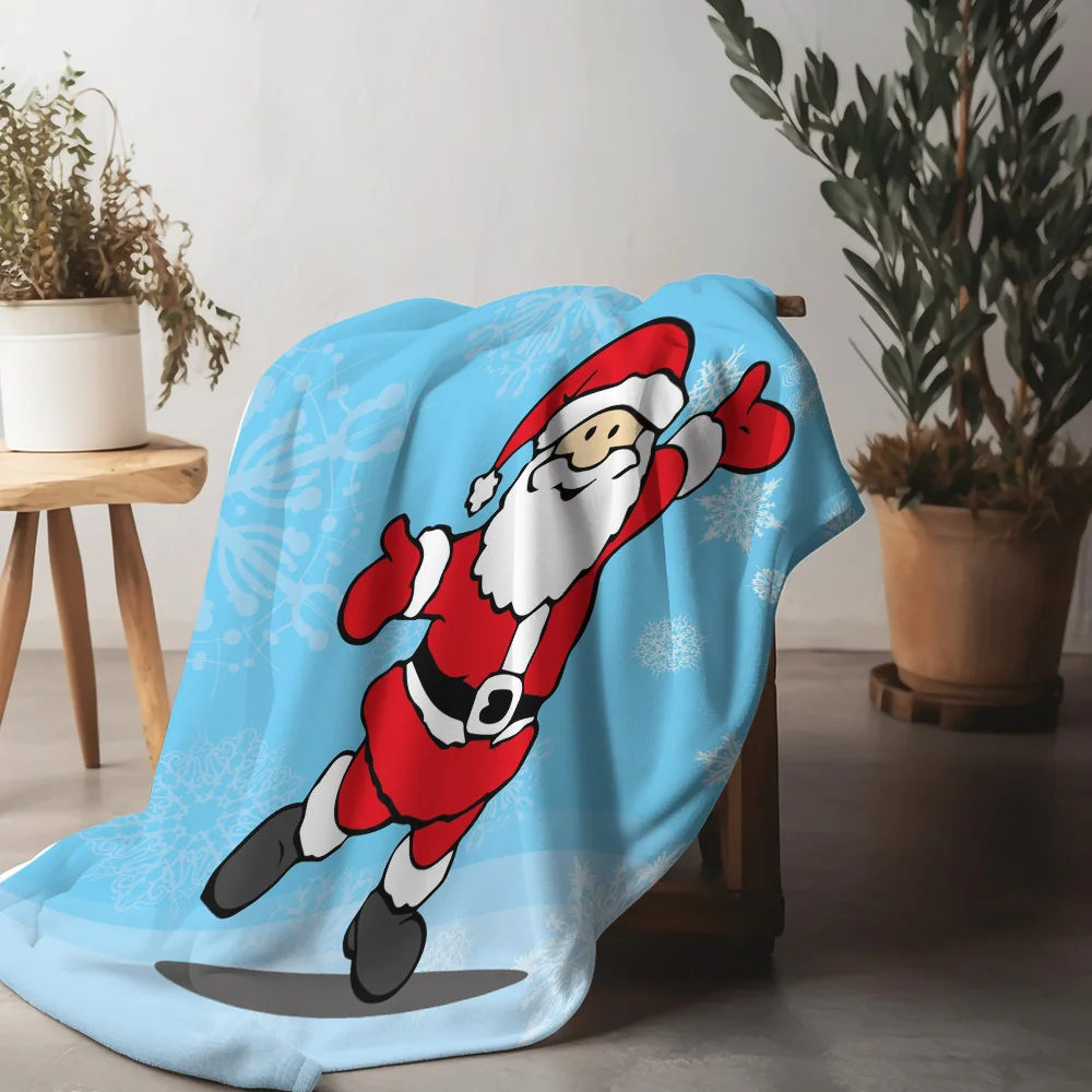 

Tu Santa Claus Throw Blanket Festive Christmas Reindeer Snowflakes Cozy Winter Decor Holiday Gift Dorm Room Home Decoration Beds