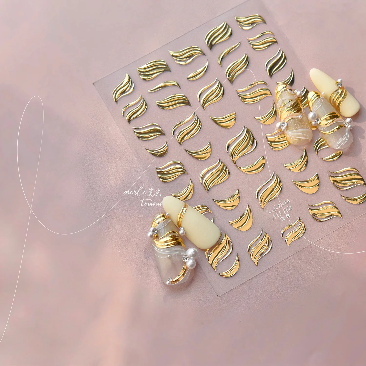 Gold-embossed Nail Stickers Luxury Golden Ribbon Adhesive Nail Art Decoration Stickers DIY Trendy Manicure Decals Nails Parts