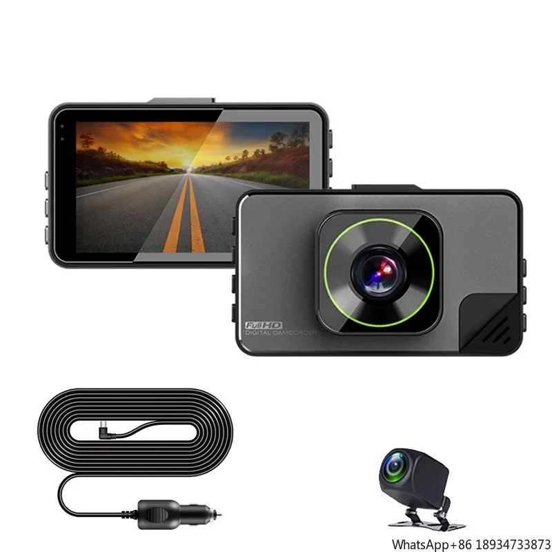 

4K Dual Lens Car Camera Recorder Waterproof Rear View Dash Cam with Night Vision and Remote Control Black Box DVR