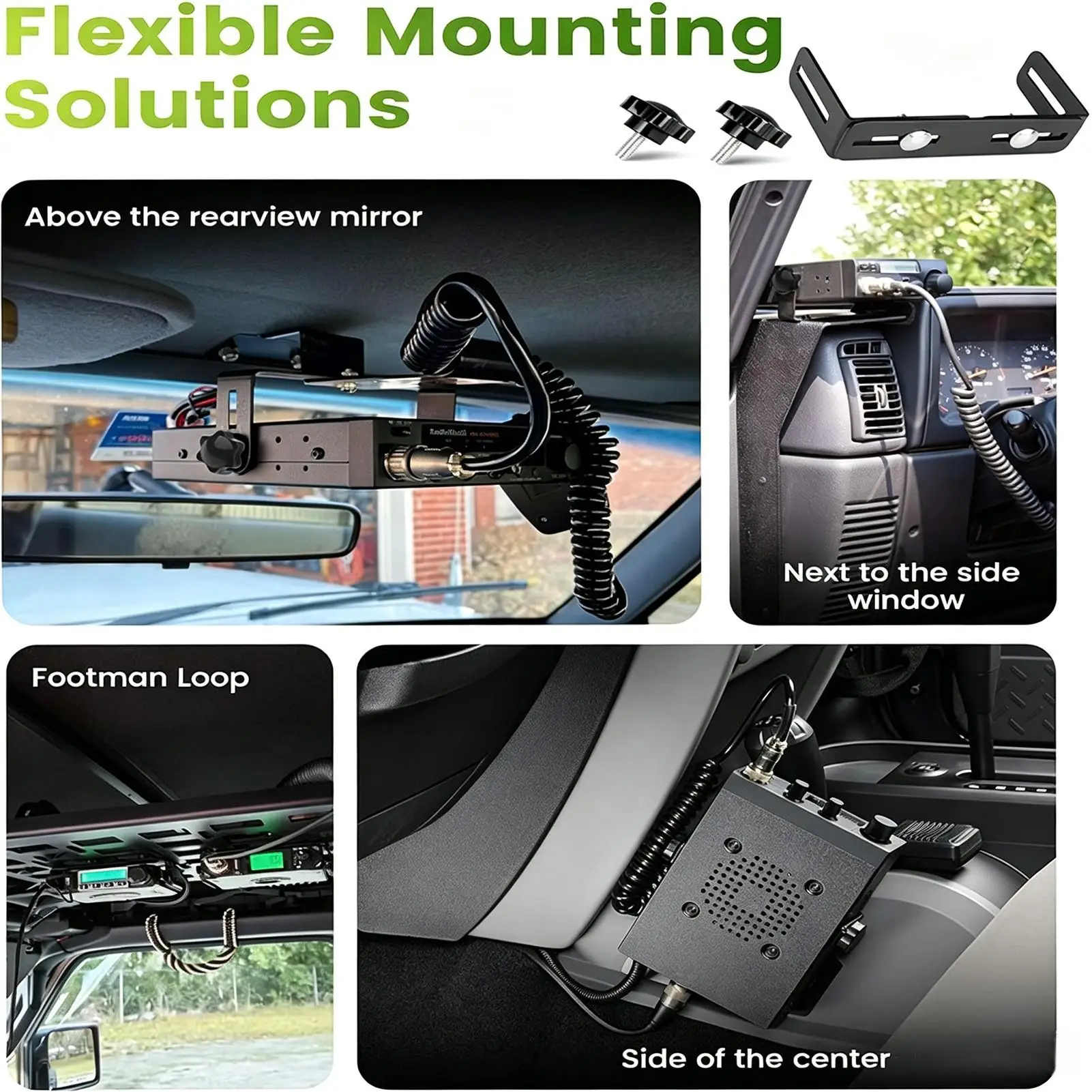 Radio Mount Universal 6-10 Inch Adjustable Width Heavy-Duty Holder Cb Radio Mounting Brackets For Scanners Radar Detectors