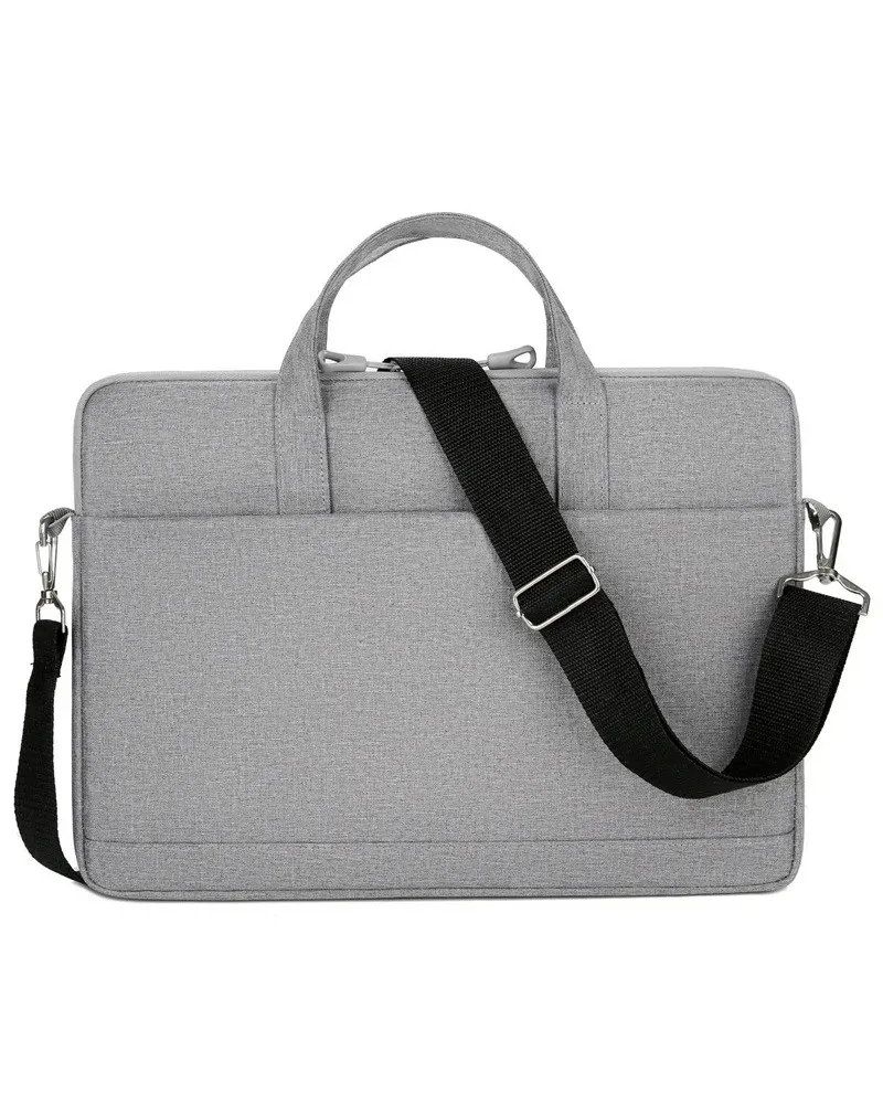 Gray Laptop Handbag 13 14 15.6 Inch Notebook Briefcase With Adjustable Shoulder Strap Oxford Cloth Bag