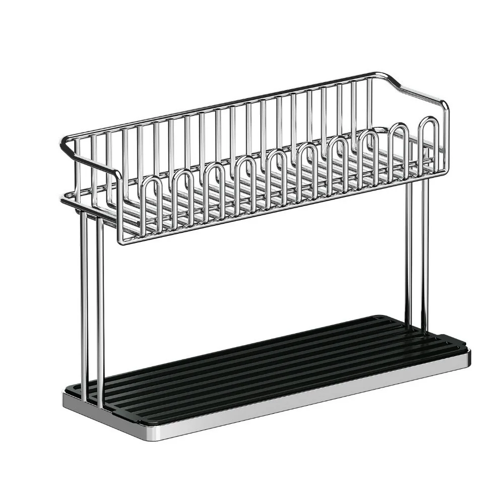Stainless Steel Double-layer Water Cup Rack Anti-Fall Large Capacity Water Cup Holder with Drain Tray Saving Space