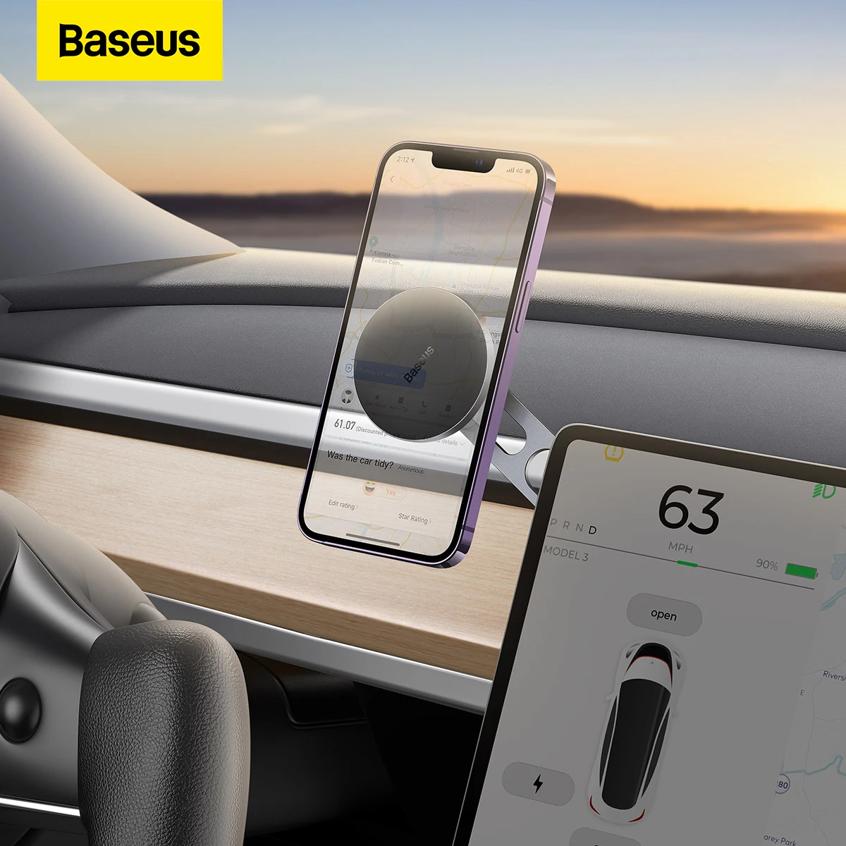 

Baseus Magnetic Car Phone Mobile Holder Mount Bracket For iPhone 12-14 with Metal Sheet Magnetic Phone Holder For Samsung Xiaomi