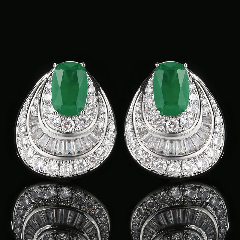 Palace Style Earrings Jewelry Zircon Earrings Ruby Temperament Retro Versatile New Women's High-end Wholesale