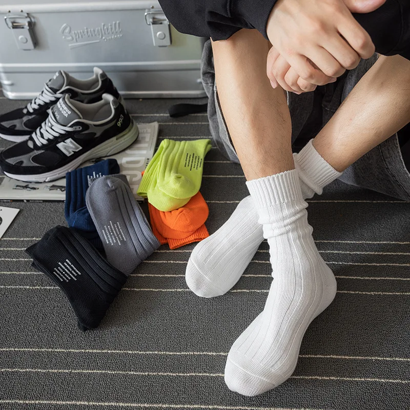 Calcetines de algodón de Color sólido para hombre y mujer, medias deportivas de alta elasticidad, talla única