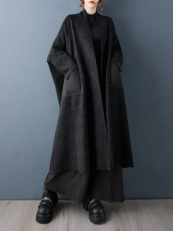 

K Ретро-текстура, осенне-зимнее пальто на подкладке с большой кеточкой, женская верхняя одежда средней длины, свободная посадка в Корейском стиле