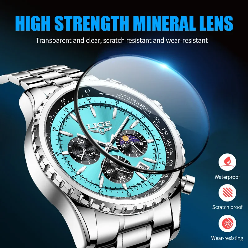 2024 LIGE Top Brand Luxury New Men Watch Quartz Man Watches Waterproof Luminous Watch for Men Date Chronograph Sport Wristwatch