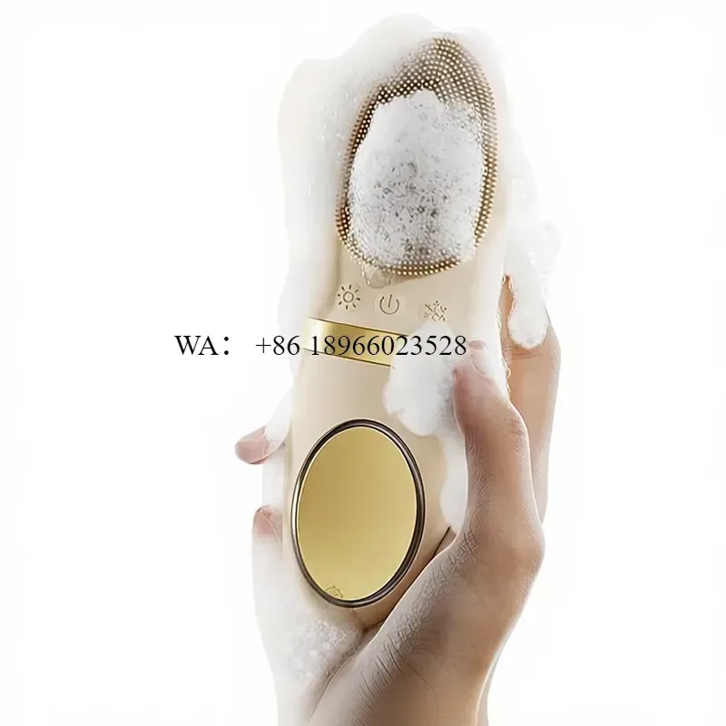 WMWMNU Multifunction Sonic Facial Brush with Hot Cold Compress Ultrasonic Vibration and Dual Brush Heads for Cleansing and