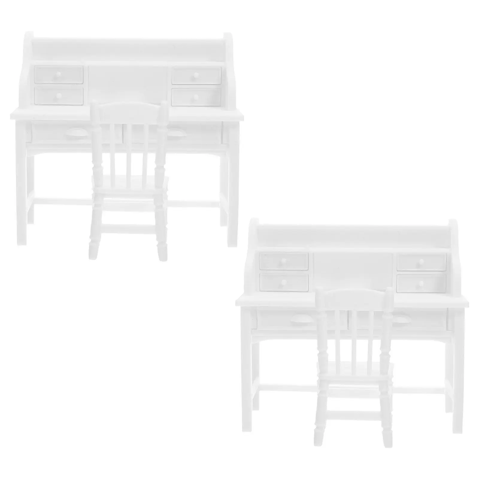 2 juegos de escritorios en miniatura para casa de muñecas, juego de muebles en miniatura, cajones que se pueden abrir, color suave, entorno de aprendizaje artesanal, hogar