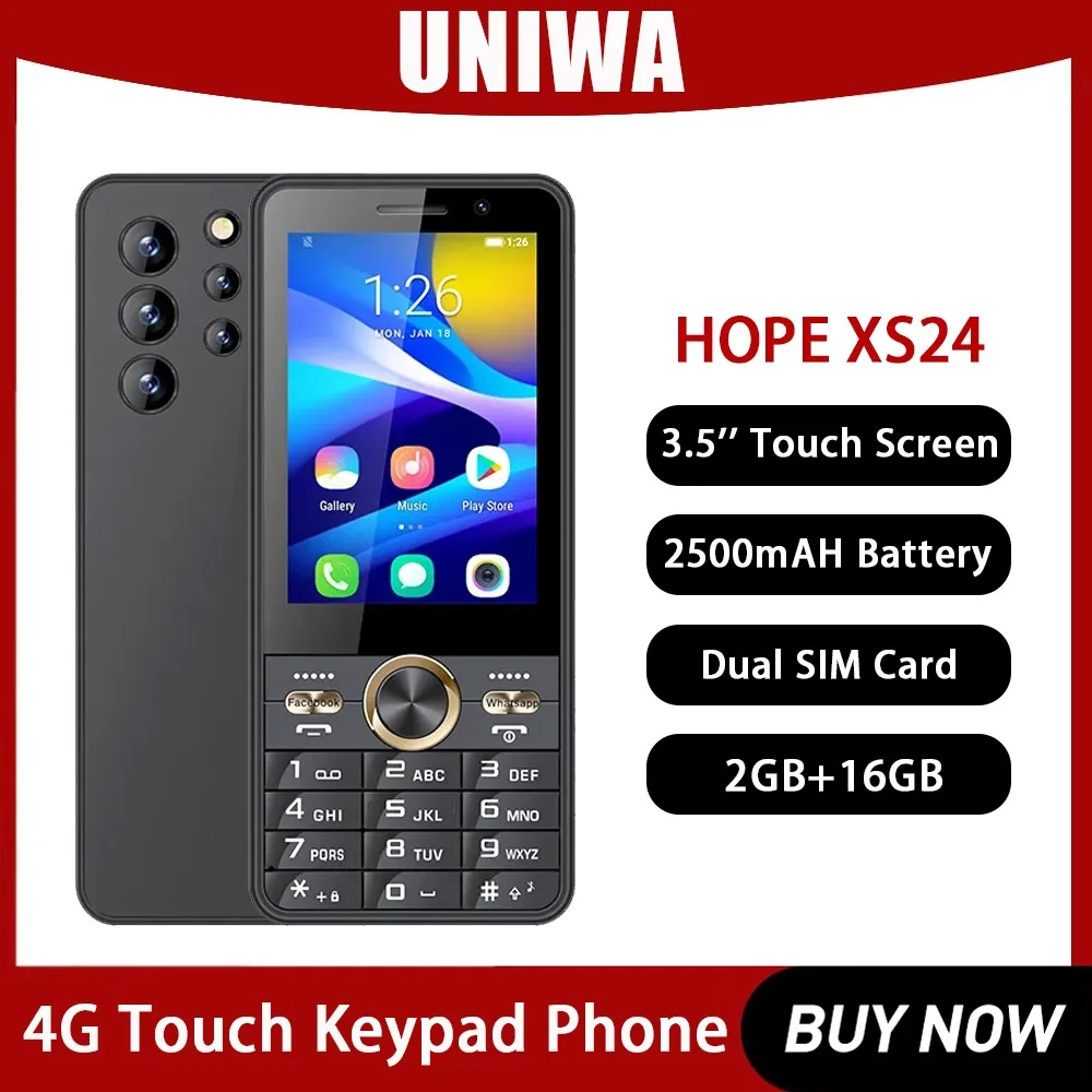 UNIWA HOPE XS24 4G Touch Screen Keypad Phone Android 8.1 2GB+16GB 2500mAh Dual SIM Card Quad Core 3.5Inch Whatsapp GPS Cellphone