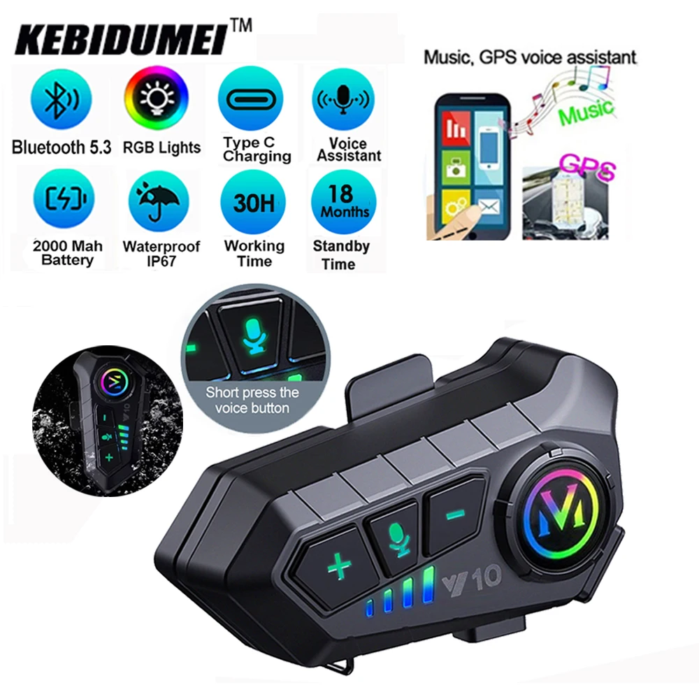 

Y10 Motorcycle Helmet Headset Wireless Bluetooth 5.3 Headphone Voice Control Earphone Handsfree Call MP3 Player Speaker Kit