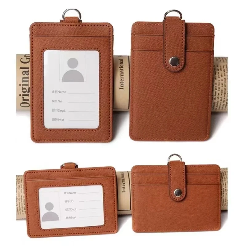 Lanyards ID Badge Holder Leather Bus Pass Case Cover Men Women's Bank Credit Card Holder Strap Cardholder