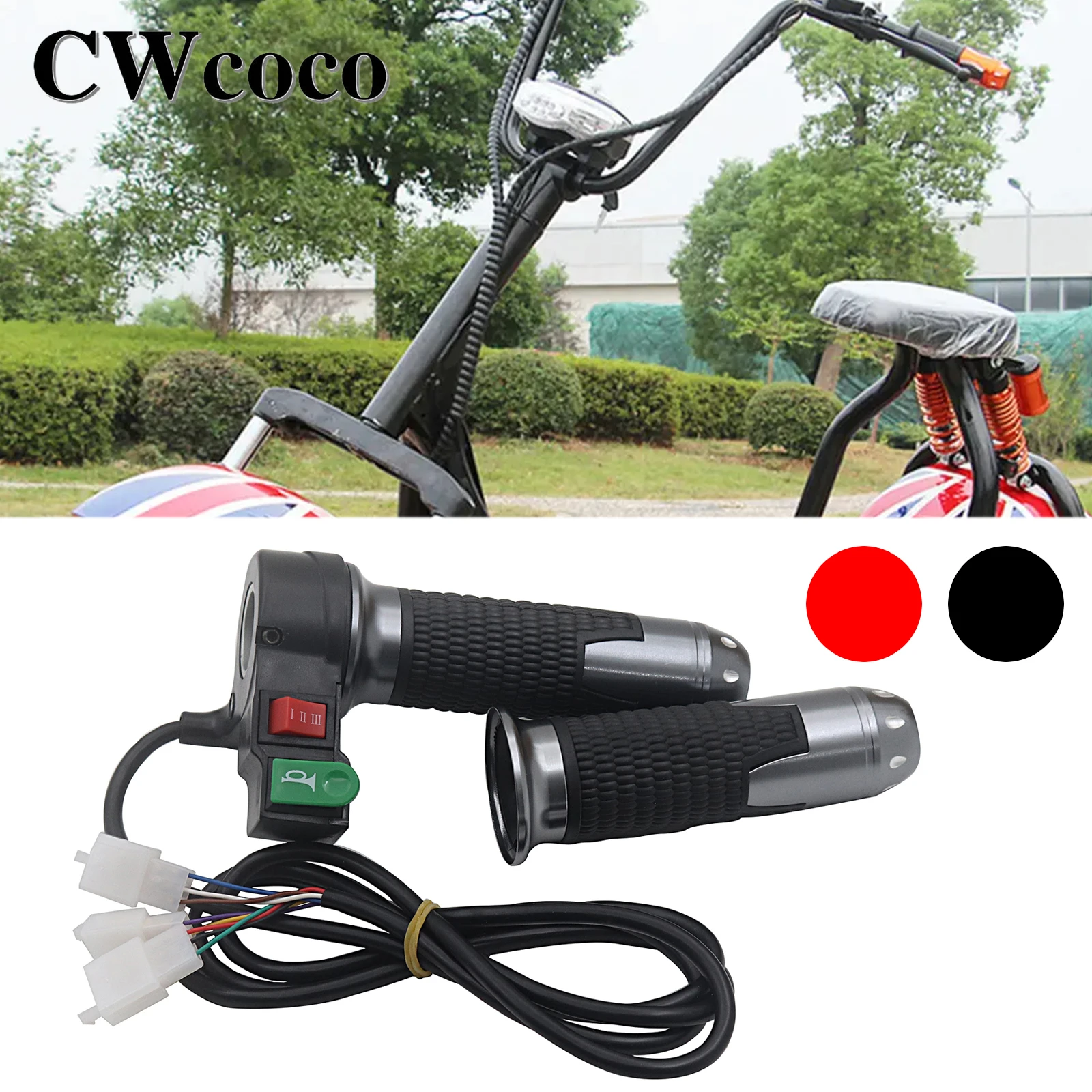 Throttle Handle 60V 3 Speeds Gear Switch With Horn Electric Bike Modification Part For Harley Citycoco Scooter Motorcycle E-Bike