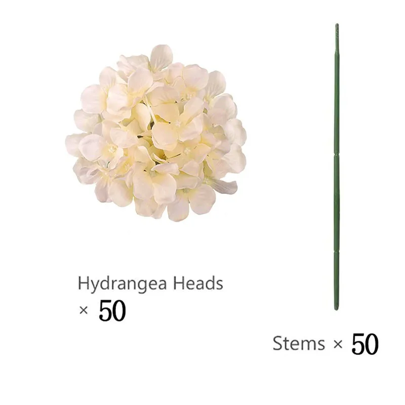 50 stuks kunstmatige hortensia bloemen zijden hortensia hoofden voor bruiloft