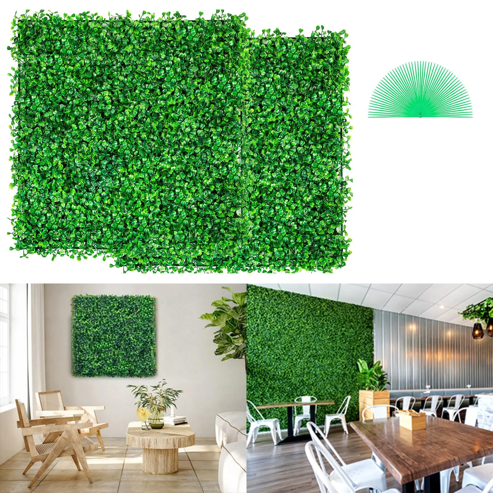 12PCS 10x10in Artificial Boxwood Panels UV-Protected Interlocking Hedge Wall Mat Privacy Screen Fence Fake Grass Backdrop Greenery Faux Foliage for Indoor Outdoor Garden Balcony Home DIY Decor