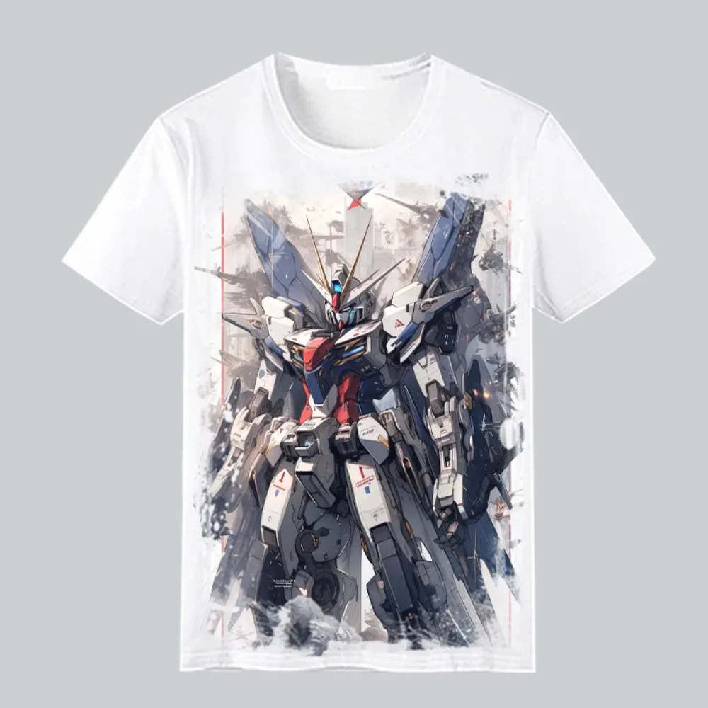 T-shirt Gundam uomo donna anime cotone manica corta oversize vestibilità ampia comfort streetwear maglietta casual con stampa grafica unicorno ​   Nuovo