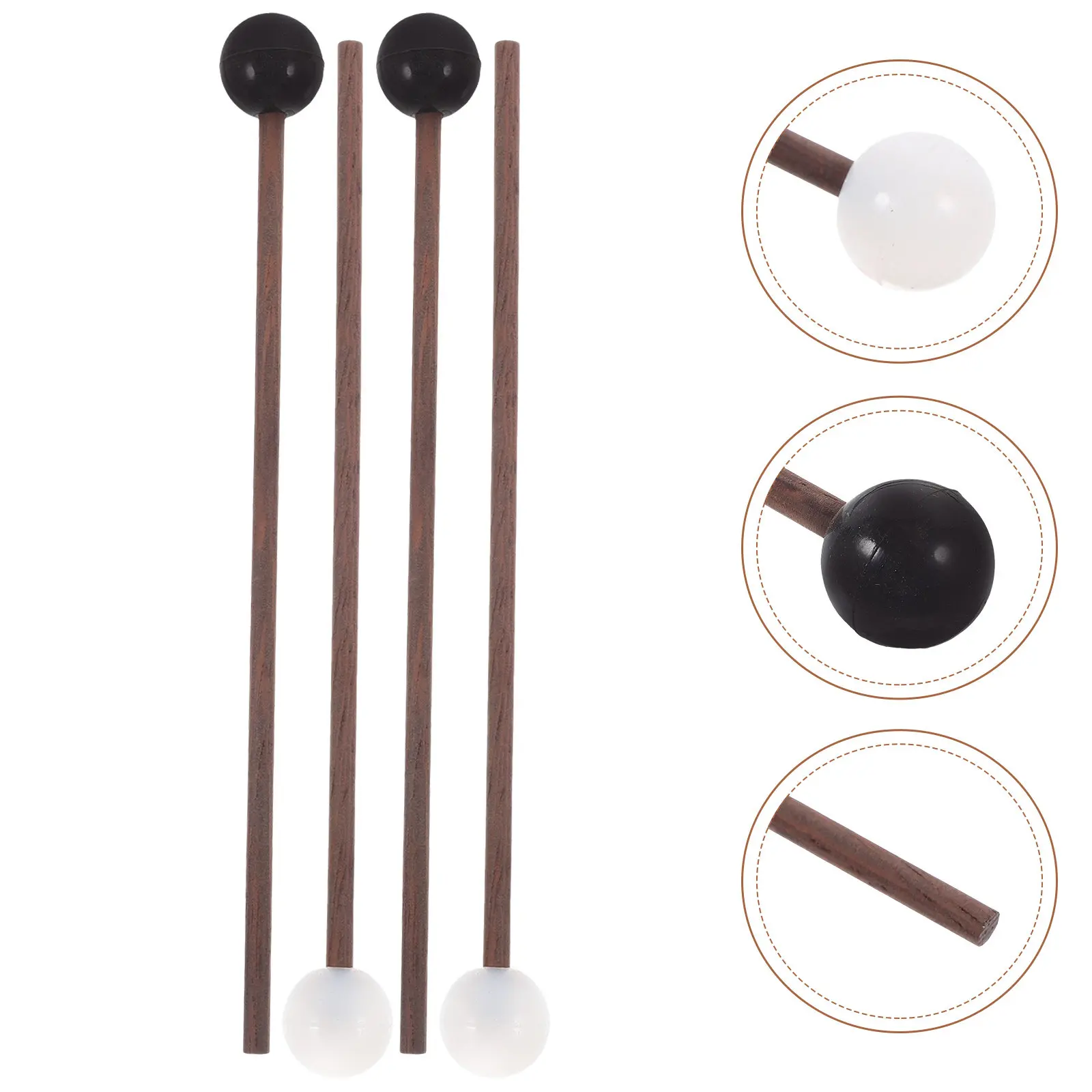 2Pairs Steel Tongue Drum Mallet Rubber Head Drumstick Portable Compact Lightweight Percussion Instrument Accessory for Air