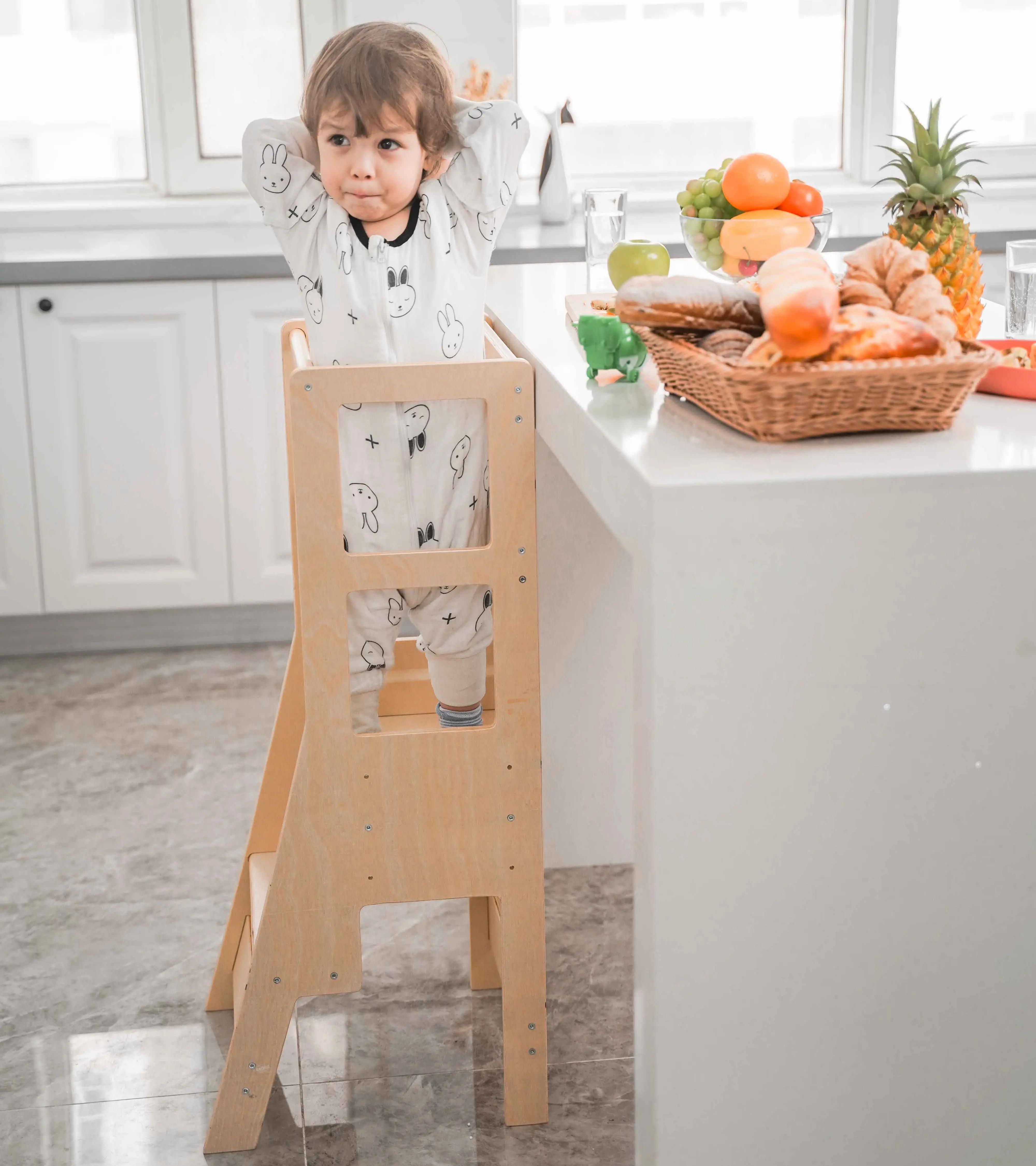 XIHAYOY Children\'s Washing Steps Learning Tower Montessori Child Standing Tower Kitchen Helper Stand Toddlers Adjustable Wood