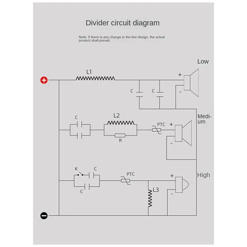 AS95 250W 3-Way Adjustable HiFi Audio Divider, 5500HZ Treble/for Bass Crossover Filter for Home Theater Speaker DIY, 4-8 Ohm