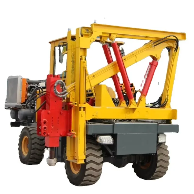 Self Propelled Highway Guardrail Pile Driver Hydraulic Hammer Rammer For Road Safety Barrier Construction Piling Machine Rig