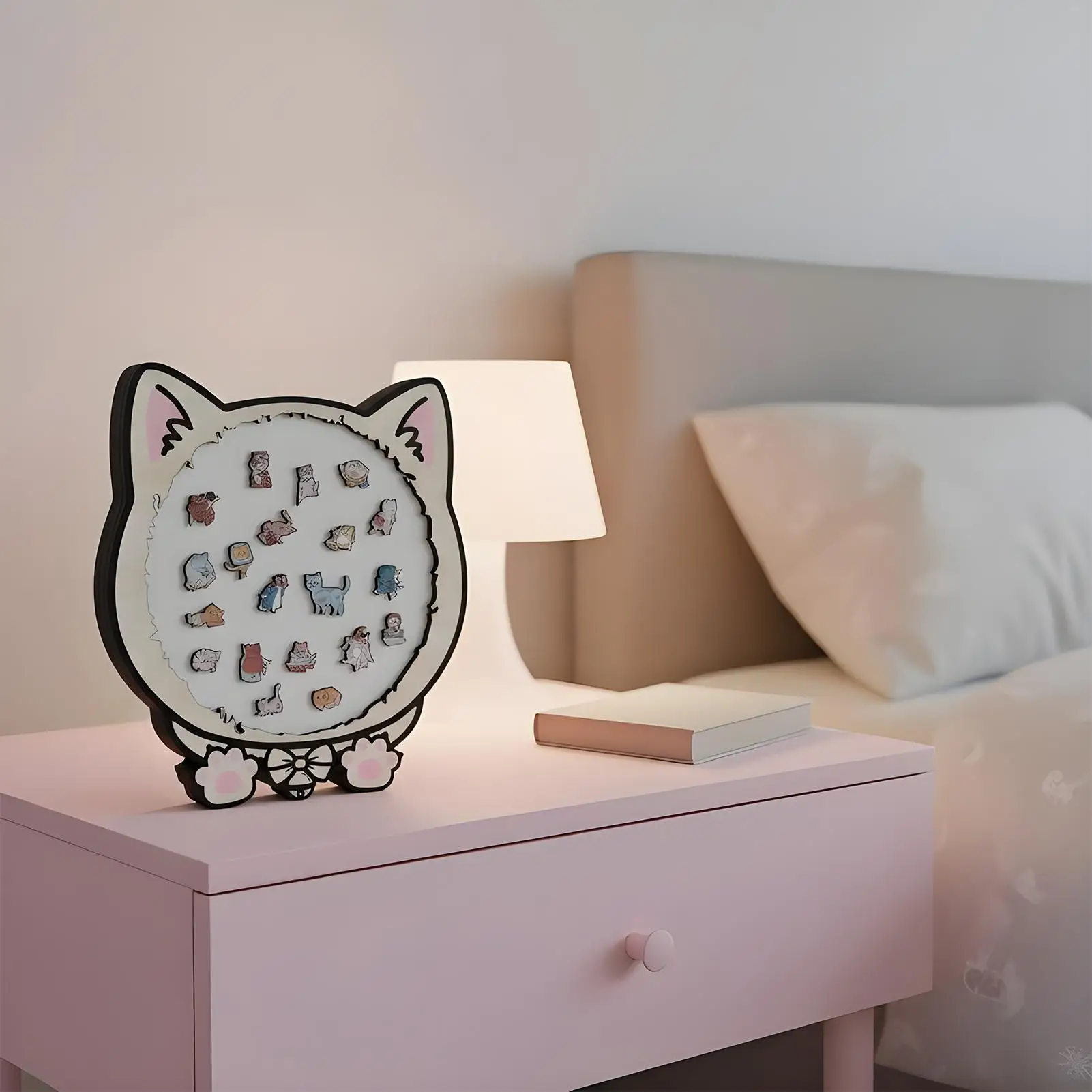 Tierpuzzles 135 Teile Katze gerahmtes Brettspielzeug Holz-Kinderpuzzles für Jungen Mädchen Jugendliche Ältere Vorschule Tischplatte Zuhause