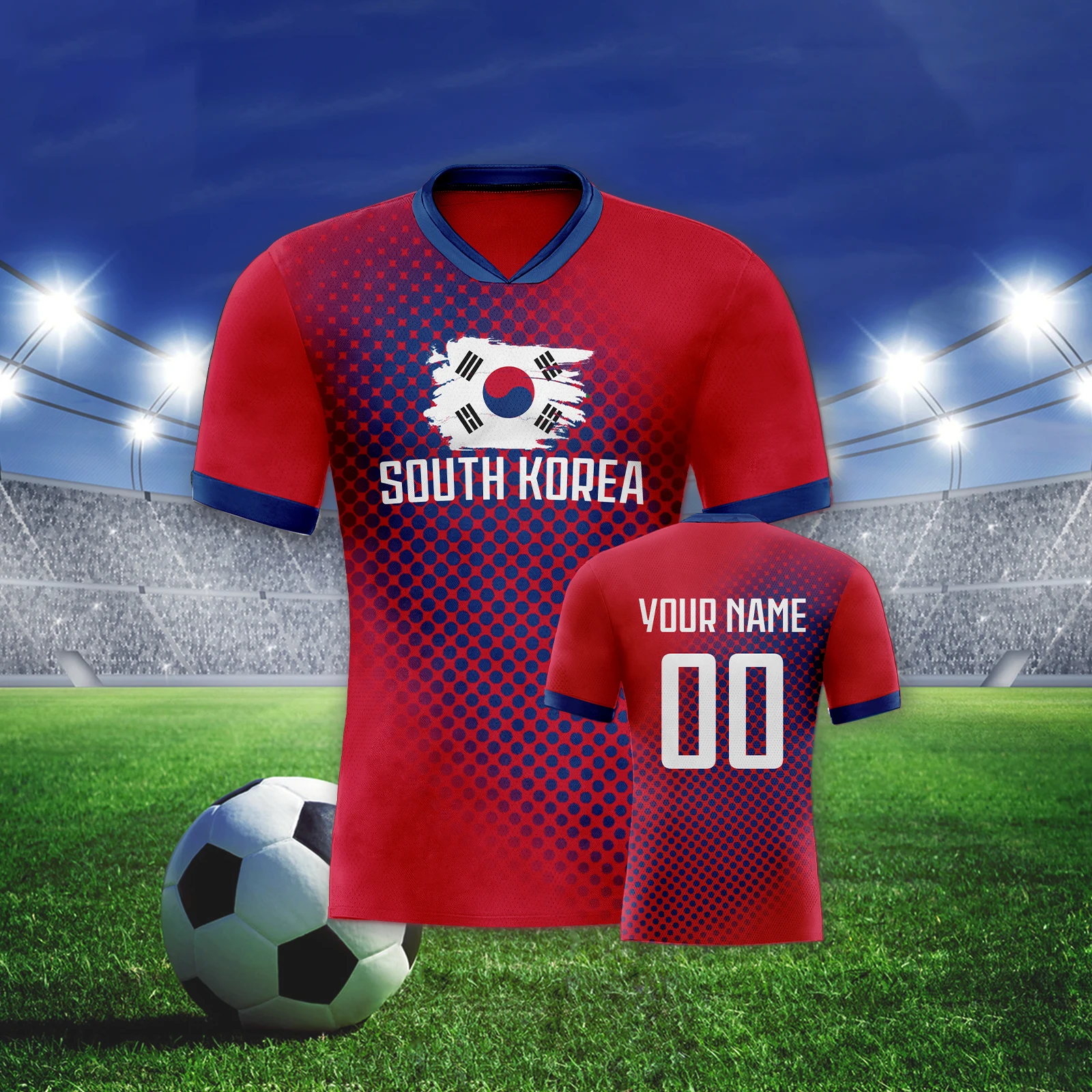 Custom South Korea Football Shirt Quick-Dry Soccer Kit for Men Women Youth Personalized Name Number Breathable Team Uniform