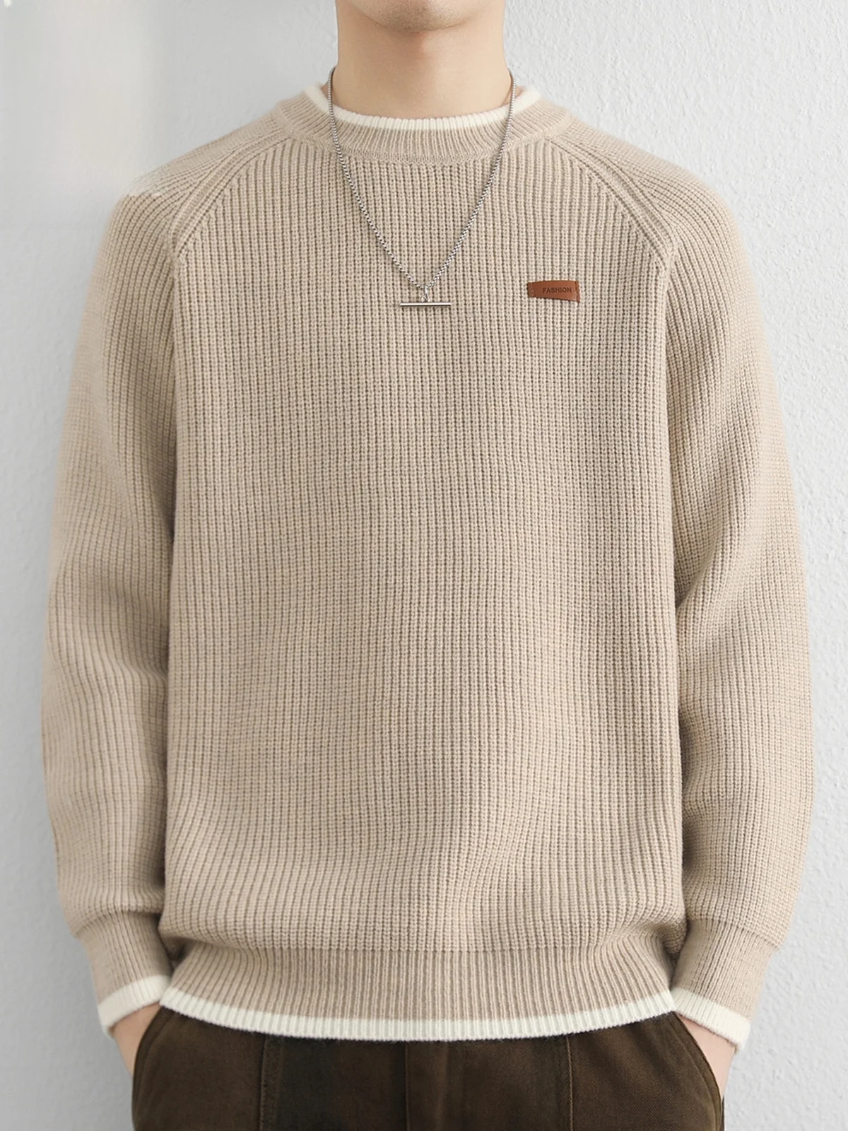 

Мужской вязаный свитер Lazy Sle: новая зимняя коллекция, свободный крой, круглый вырез, утепленный базовый слой, повседневный стиль, комфортная посадка