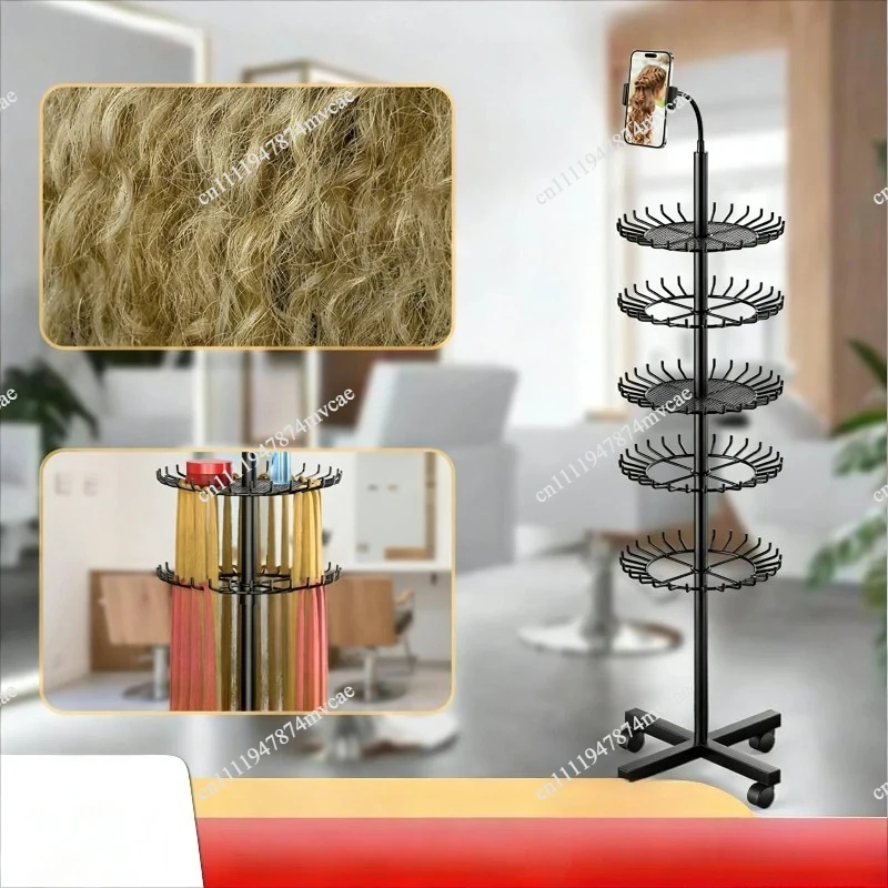 Stand-up hair extender braided hair stand with phone holder for displaying and separating hair