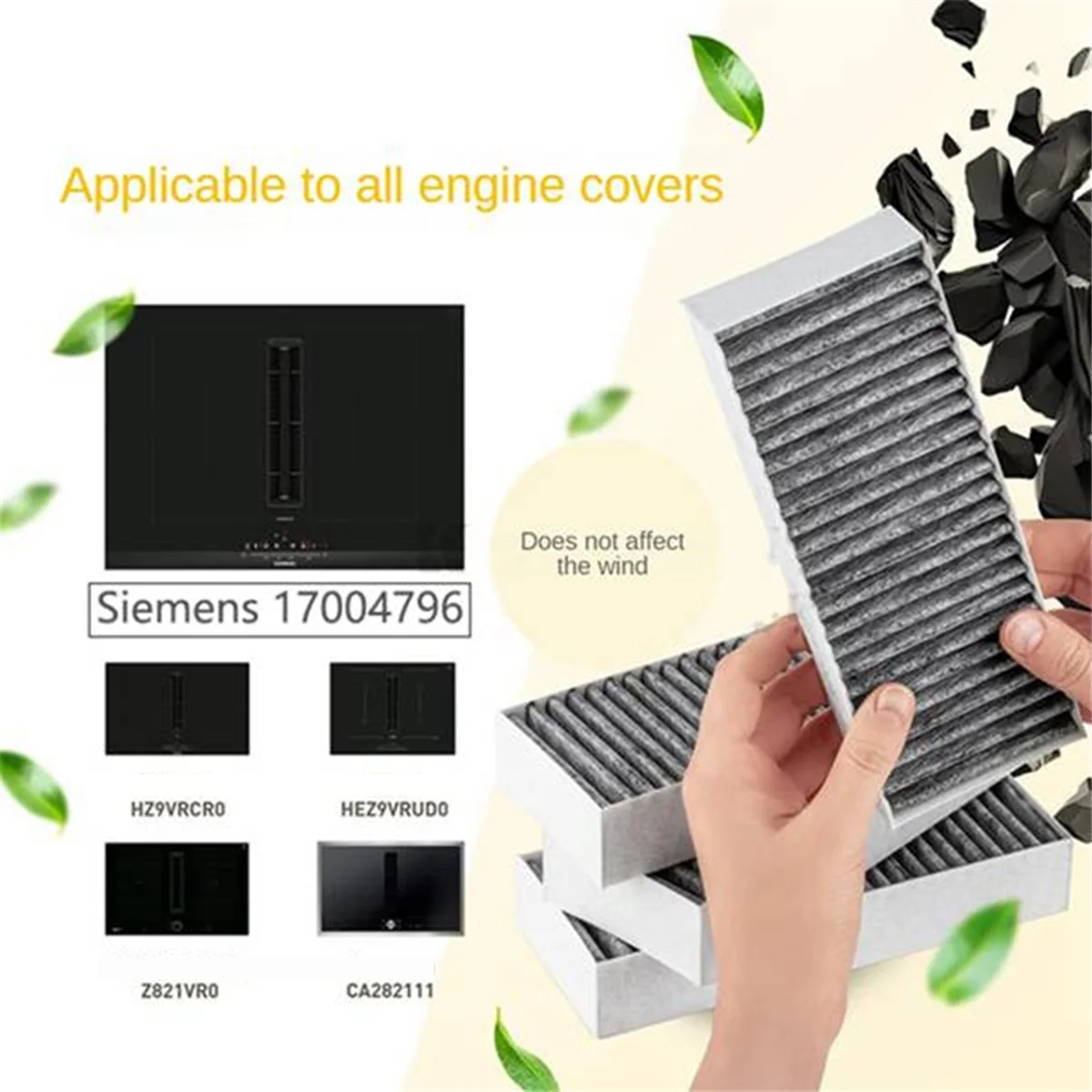 Capa de fogão com filtro de carvão ativado ABBR 10PCS para Siemens HZ9VRCR0, para Bosch HEZ9VRCR0, Neff Z821VR0 Acessórios de filtro de ar