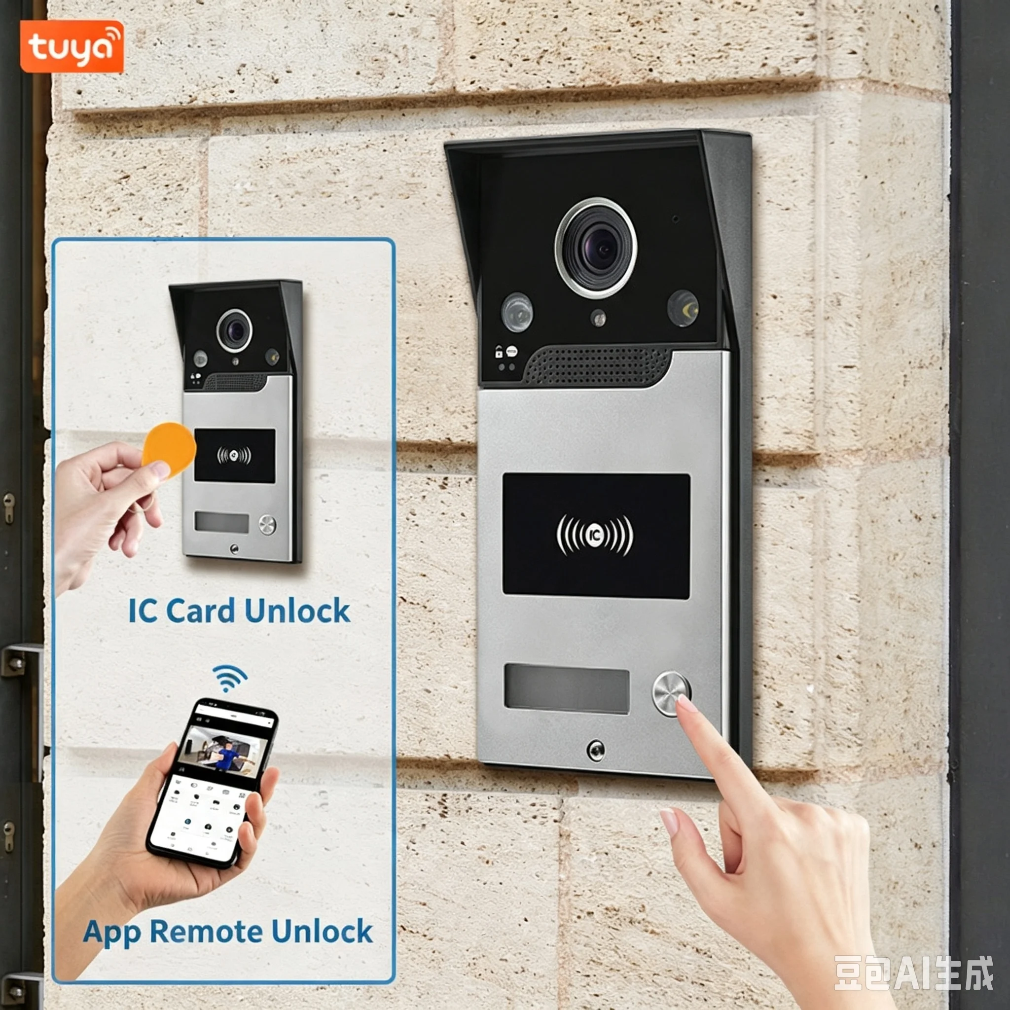 2MP 1080P Tuya APP Rifd/NFC  Wired  WIFI IP Doorbell Video Door Phone Visual Doorbell With Indoor Chime Door Entry Camera view 5
