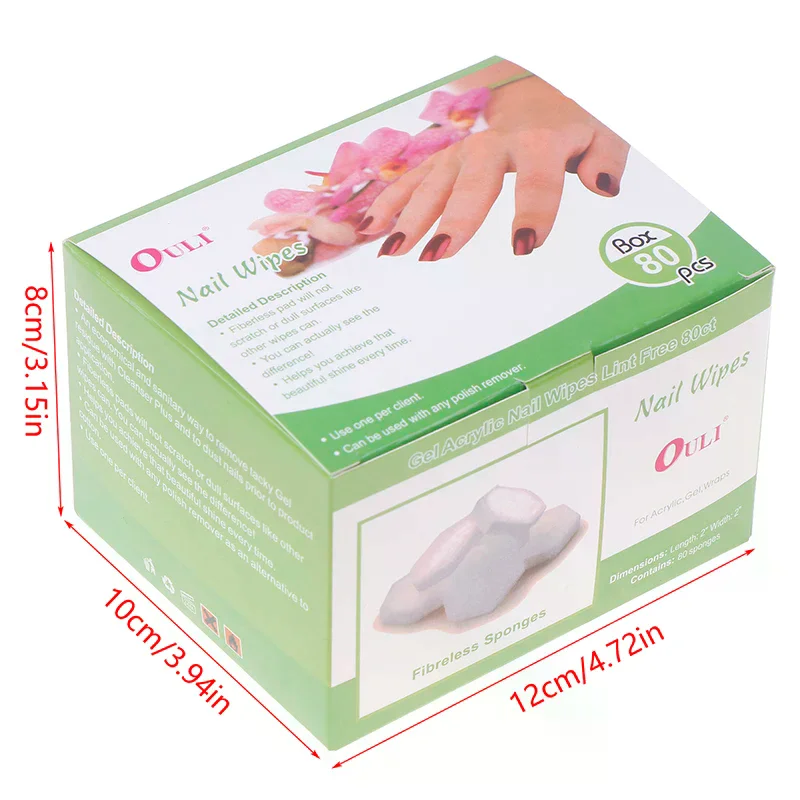 80 stks Schilderen Verwijderen Nagellak Hexagon Nagel Sponzen Buffer Bestanden Kleur Veranderen Nail Art Gel Polish Manicure Gereedschap