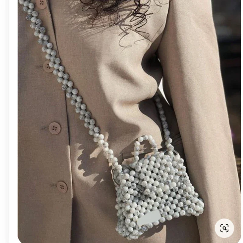 

Niche Design High-end Handmade Woven Handbag Customized Crystal Beaded Bag New Ins Fashion Retro Mini Crossbody Women's Bags