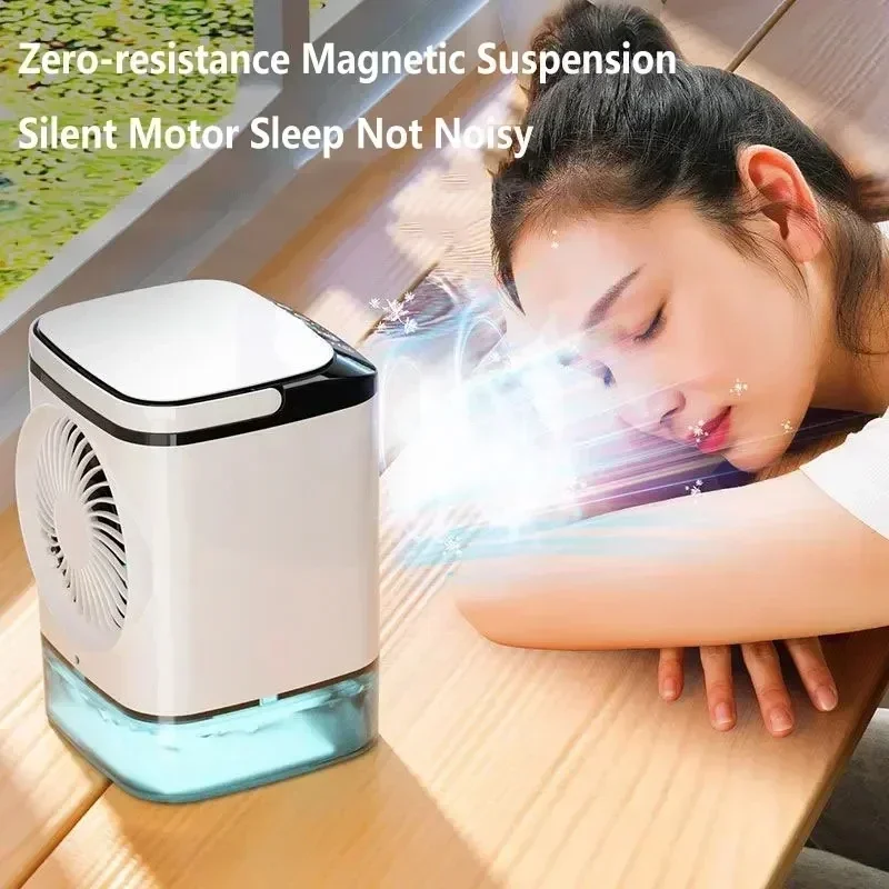 Xiaomi Portable Air Conditioner Fan Dual Spray Ultrasonic Atomization 3-Speed Mute Air Cooler Night Light Electric Fan for Home