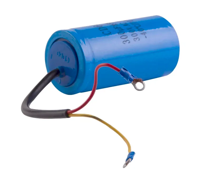 CD60 300uF 300V AC Starting Capacitor For Heavy Duty Electric Motor Air Compressor Red Yellow Two Wires