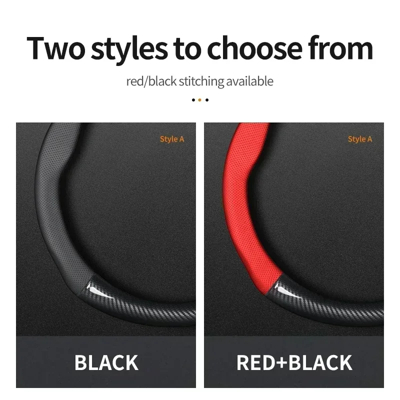 No Smell Thin For Hyundai Getz Steering Wheel Cover Genuine Leather Carbon Fiber