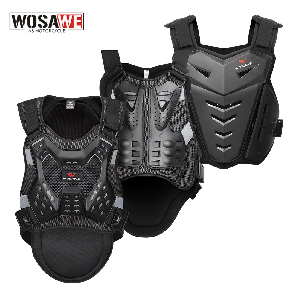 

WOSAWE Motorcycle Jacket Body Armor Motocross Chest Back Protector Motocross Off-Road Racing Skateboarding Vest Protective Gear